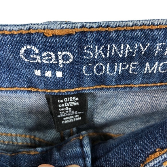 Gap Factory Low Rise Skinny Fit Sz 0/25 Distressed Medium Blue Stretch - Picture 7 of 9